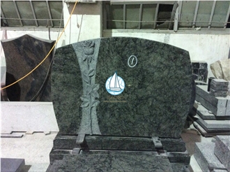 Olive Green Headstone And Kerb Set