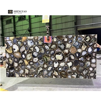 Sold Polished Grey Agate Gemstone Slabs For Wall Panel