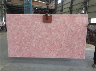 Translucent Backlit Pink Crystal Semiprecious Stone Slabs