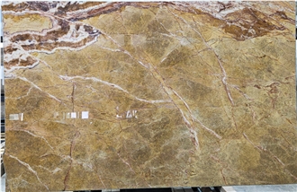 Golden Tobacco Natural Marble Slabs For Interior Design