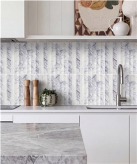 Lilac Marble Linear Strips Mosaic For Kitchen Backsplash