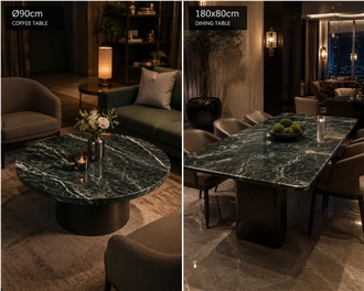 Modern Minimalist Kitchen Made Of Marble Stone Tables