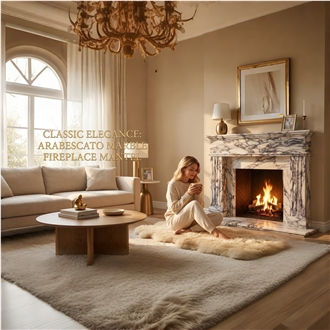 Modern Indoor Italy Calacatta Viola Marble Fireplace