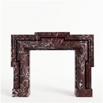 Rosso Levanto Marble Modern Fireplace Mantel