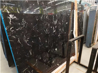 China Black Ice Flower Polished Marble Slabs