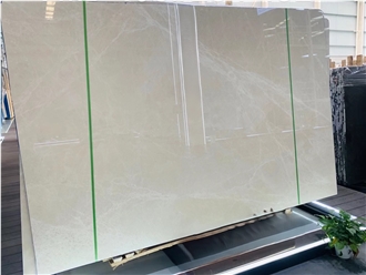 Polished Beige Aran White Extra Marble Slabs For Floors
