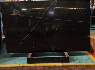 Polished Black Nero Marquina Marble Slabs For Floors