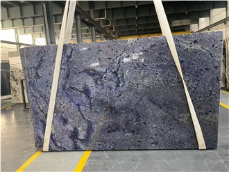 Polished Brazilian Blue Azul Bahia Granite Slabs For Walls