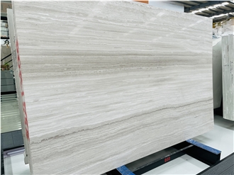 Polished Chinese White Wood Grain Marble Slabs For Floors