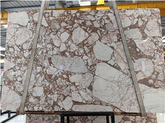 Polished Red Calacatta Granviola Marble Slabs For Walls