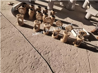 Beige Travertine  Monumental Candelabrum   Funeral  Urns