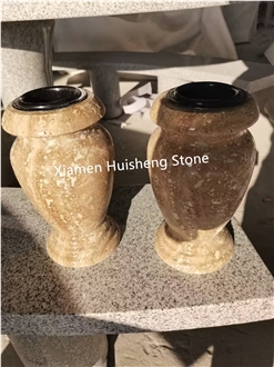 Beige Travertine  Monumental  Vase