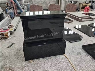 Black Granite  Engraved  Upright Gravestone