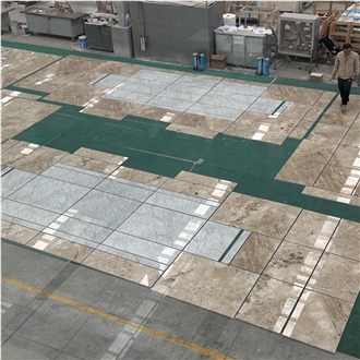 Carrara White And Brown Marble Flooring Tiles