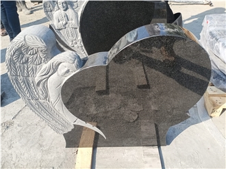 Sculpted Angel Wing Heart Headstone