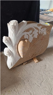 Tree Heart Headstone ( Shivakashi Yellow/ Ivory Brown )