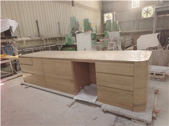 Italy Silver Grey Travertine Kitchen Island Countertop