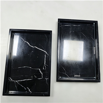 Chinese Nero Marquina Black Marble Tray Home Decor Products