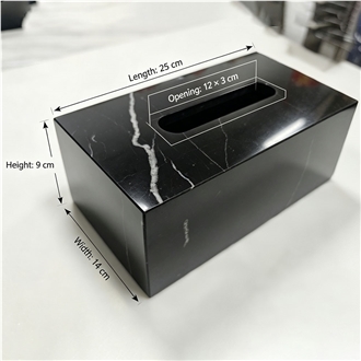 Chinese Nero Marquina Marble Tissue Box Home Decor Products