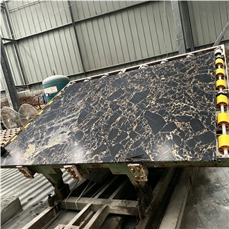 Honed Black Gold Marble Slabs Natural Stone Supplier