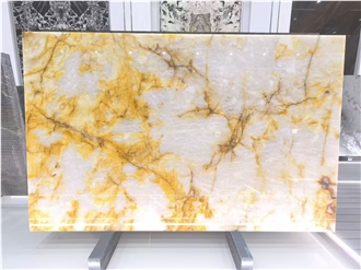 Brazilian Crystal Yellow Translucent Quartzite Slabs