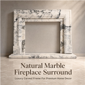 Arabescato Marble Modern Fireplace