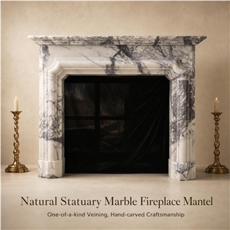 Milas Lilac Marble Modern Fireplace