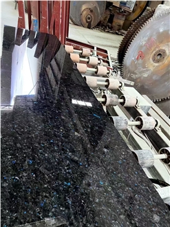 Angola Black Sky Blue Flash Granite Slab Polished Slabs