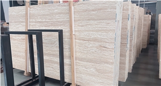 Honed Beige Italian Travertino Navona Slabs For Floors
