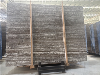 Honed Persian Gray Travertine Slabs For Walls And Floors