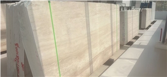 Honed Travertino Romano Classico Chiaro Slabs For Walls