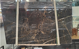 Polished Black Port Saint Laurent Marble Slabs For Floors