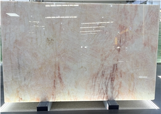 Polished Pink Cristallo Champagne Quartzite Slabs For Walls