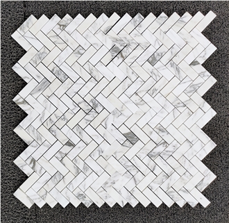 Elegant Italian Arabescato White Marble Mosaic Tiles