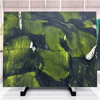 Luxury Avocado Green Quartzite Slabs For Interior Wall