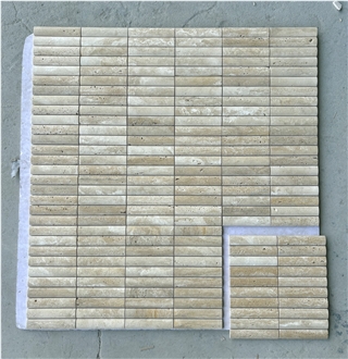 Wholesale Natural Beige Travertine Linear Strips Mosaic Tile