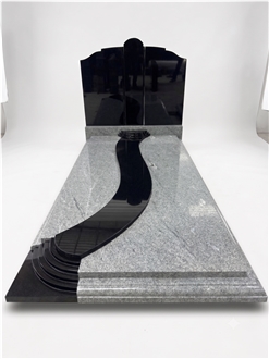 Absolute Black & Viscount White S-Curve Granite Monument