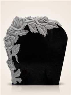 Rose Carved Absolute Black Granite Headstone