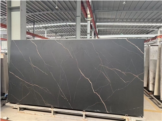 Black With Gold Vein Sintered Stone Slabs Polished