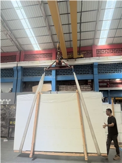 China Cream White Solid Sintered Stone Slabs Polished