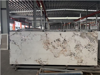 China White Base Colorful Patch Sintered Stone Slabs