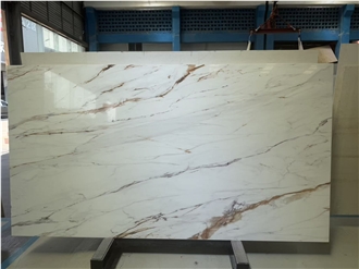 White Base Gold Vein  Polished Sintered Stone Slabs