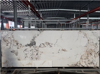 White Base Grey & Ink Vein Polished Sintered Stone Slabs