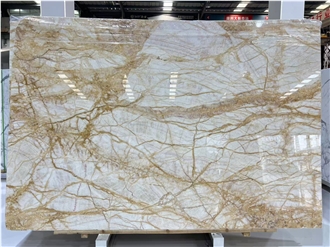 Luxury Golden Silk White Marble Slabs