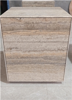 Silver Grey Travertine Side Table