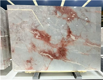 Polished Four Season Pink Marble Slabs For Floors