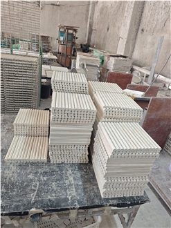 Warm Asian Beige Limestone Flute Mosaic Tiles