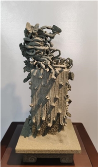 Bluestone Tree Root & Butterfly Stone Carved Sculpture