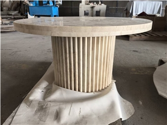 Custom Modern Travertine Round Dining Table