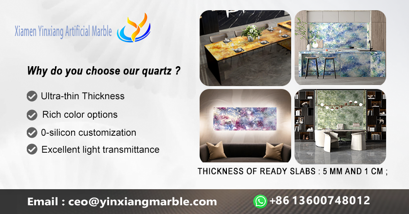 ZERO SILICON TRANSLUCENT QUARTZ SLABS